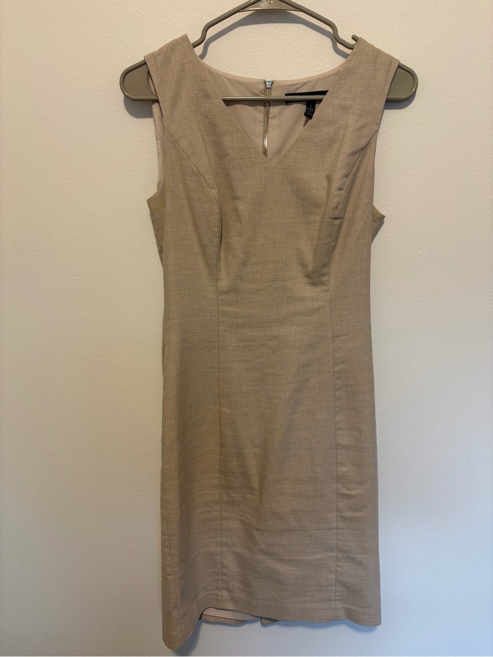 White House Black Market Neutral Sheath Dress in Beige